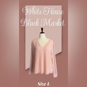 NWT White House Black Market Blush Pink Blouse - Size L